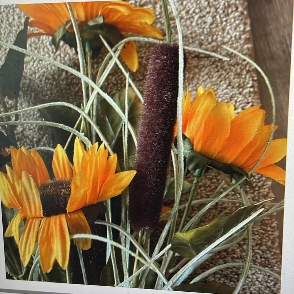 Faux Sunflower bouquet with cattails
